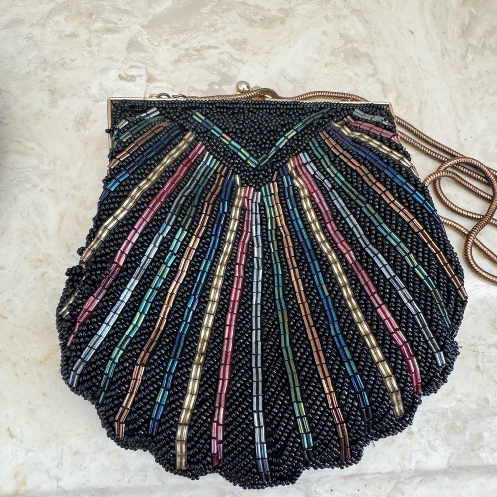 Vintage Clamshell Beaded Clutch Carla Marchi